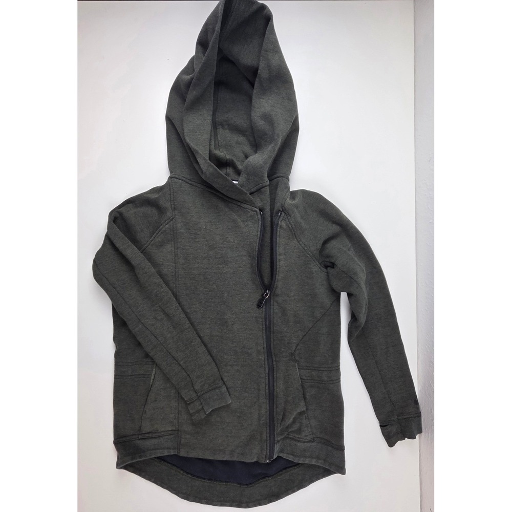 Nike Womens Asymmetrical Side Zip‎ Hoodie Charcoal Grey Heather Fleece Small